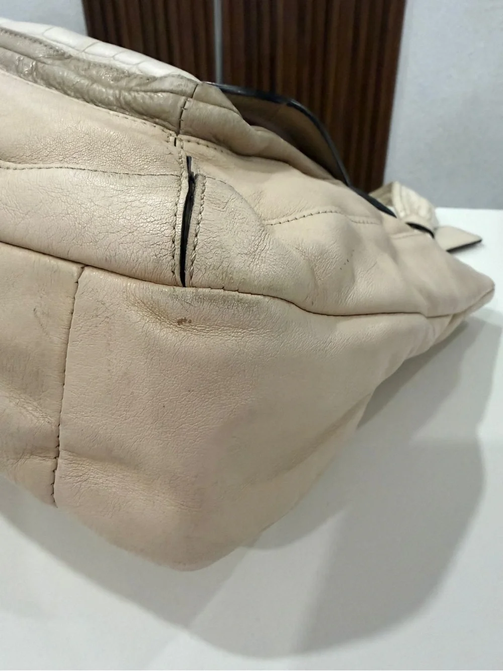Coach Kristin Spectator Leather East West Cream Tote Satchel Shoulder Bag #16810
